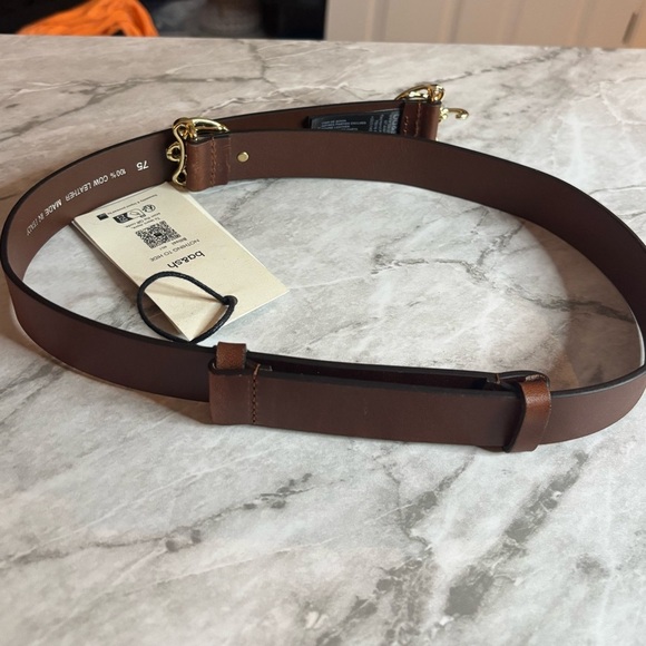 NWT BA&SH Belissi Brown Leather Belt with Gold Buckle 75. 25 inches main image 4